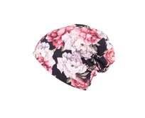 Ebbie Bavlněná čepice Beanie - PIVOŇKY NA ČERNÉ Velikost: 57 57