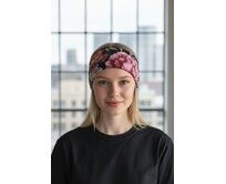 Ebbie Bavlněná čelenka s gumičkou  - PIVOŇKY NA ČERNÉ