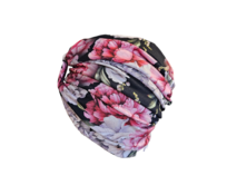 Ebbie Bavlněný turban  - PIVOŇKY NA ČERNÉ Velikost: 54 54