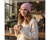 Ebbie Bavlněná čepice Beanie - STARORŮŽOVÁ - ŽEBROVANÁ Velikost: 2-4 let 2-4 let, Žebrovaný úplet