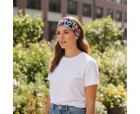 Ebbie Bavlněná čelenka s gumičkou - PASTELOVÁ SRDÍČKA Hladký úplet