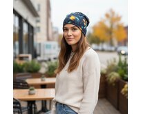 Ebbie Bavlněná čepice Beanie - ZELENOZLATÉ LISTY Velikost: 6+ 6+, Hladký úplet
