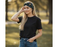 Ebbie Bavlněná čelenka -  ZELENOZLATÉ LISTY Velikost: M M, Hladký úplet