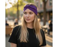 Ebbie Bavlněná čelenka -  FIALOVÁ Velikost: L L, Hladký úplet