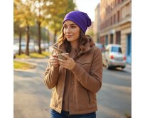 Ebbie Bavlněná čepice Beanie -  FIALOVÁ Velikost: 57 57, Hladký úplet