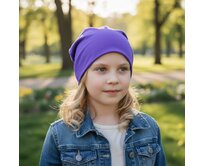 Ebbie Bavlněná čepice Beanie -  FIALOVÁ Velikost: 6+  let 6+  let, Hladký úplet