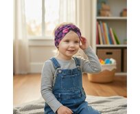 Ebbie Bavlněná čelenka -  FIALOVÁ SRDÍČKA Velikost: 1-3 1-3, Hladký úplet