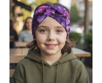 Ebbie Bavlněná čelenka -  FIALOVÁ SRDÍČKA Velikost: 3+ 3+, Hladký úplet