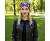 Ebbie Bavlněná čepice Beanie -  FIALOVÁ SRDÍČKA Velikost: 57 57, Hladký úplet