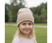 Ebbie Bavlněná čepice Beanie - LATTE - ŽEBROVANÁ Velikost: 6+  let 6+  let, Žebrovaný úplet