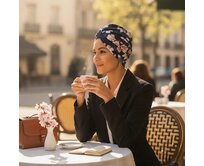 Ebbie Bavlněný turban  - KYTKY NA MODRÉ Velikost: 54 54