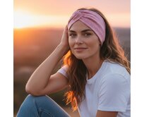 Ebbie Bavlněná čelenka -  PUNTÍKY NA STARORŮŽOVÉ Velikost: M M, Hladký úplet