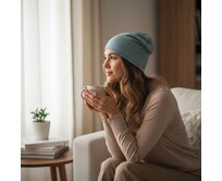 Ebbie Bavlněná čepice Beanie - PUNTÍKY NA TMAVĚ MÁTOVÉ Velikost: 54 54, Hladký úplet