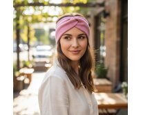 Ebbie Bavlněná čelenka - STARORŮŽOVÁ - ŽEBROVANÁ Velikost: L L