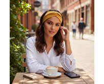 Ebbie Bavlněná čelenka - HOŘČICOVÁ - ŽEBROVANÁ Velikost: L L