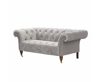 Dekoria Pohovka Chesterfield Glamour Velvet Light Grey 2-místná, 187 x 94 x 74 cm