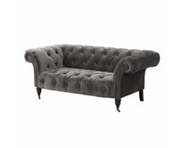 Dekoria Pohovka Chesterfield Glamour Velvet Dark Grey 2-místná, 187 x 94 x 75 cm