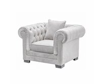 Dekoria Křeslo Chesterfield Classic Velvet Light Grey 118x96x77cm, 118 x 96 x 77 cm