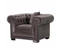 Dekoria Křeslo Chesterfield Classic Velvet Dark Grey 118x96x77cm, 118 x 96 x 77 cm