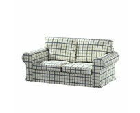 Dekoria Potah na pohovku IKEA Ektorp 2-místná rozkládací NOVÝ MODEL 2012, režný podklad, světle modrá mřížka, Ektorp 2-m rozkl. od 2012, Avignon, 131-66