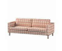 Dekoria Potah na pohovku IKEA Karlstad, 3-místná, rozkládací, režný podklad,červená mřížka, Potah na Karlstad, 3-místná, rozkládací, Avignon, 131-15