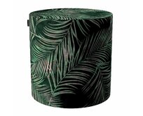 Dekoria Sedák Barrel- válec pevný,  d40cm, výška 40cm, stylizované palmové listy na zeleném podkladu, ø40 cm x 40 cm, Velvet, 704-21