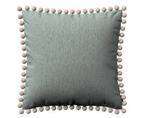 Dekoria Věra - potah na polštář ozdobné bambulky po obvodu, světle šedá , 45 x 45 cm, Linen, 159-10