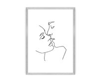 Dekoria Plakát Kiss Line, 40 x 50 cm, Výběr rámečku: Stříbrný