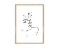 Dekoria Plakát Kiss Line, 40 x 50 cm, Výběr rámečku: Zlatý