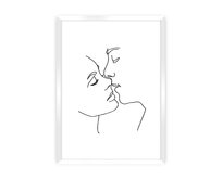 Dekoria Plakát Kiss Line, 50 x 70 cm, Výběr rámečku: Bílý