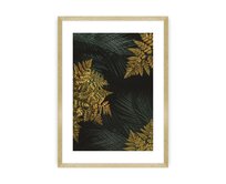 Dekoria Plakát Golden Leaves II, 50 x 70 cm, Zvolit rámek: Zlatý
