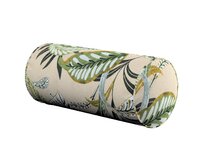Dekoria Válec jednoduchý hladký, oliwkowo-zielone kwiaty na lnianym tle, Ø 16 x 40 cm, Tropical Island, 142-96