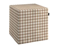 Dekoria Sedák Cube - kostka pevná 40x40x40, béžová - bílá střední kostka, 40 x 40 x 40 cm, Quadro, 136-06