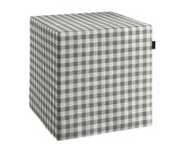 Dekoria Sedák Cube - kostka pevná 40x40x40, šedo - bílá střední kostka, 40 x 40 x 40 cm, Quadro, 136-11