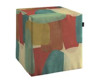 Dekoria Sedák Cube - kostka pevná 40x40x40, geometryczne wzory w czerwono-zielonej kolorystyce, 40 x 40 x 40 cm, Vintage 70's, 143-75