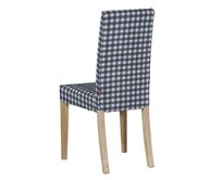 Dekoria Potah na židli IKEA  Harry, krátký, tmavě modrá - bílá střední kostka, židle Harry, Quadro, 136-01