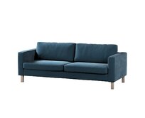 Dekoria Potah na pohovku IKEA Karlstad 3-místná, nerozkládací, krátký, staroněmecká modrá, pohovka Karlstad 3-místná, Velvet, 704-16