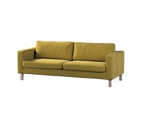 Dekoria Potah na pohovku IKEA Karlstad 3-místná, nerozkládací, krátký, olivově zelená, pohovka Karlstad 3-místná, Velvet, 704-27