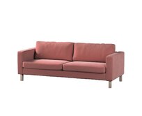Dekoria Potah na pohovku IKEA Karlstad 3-místná, nerozkládací, krátký, korálová růžová, pohovka Karlstad 3-místná, Velvet, 704-30