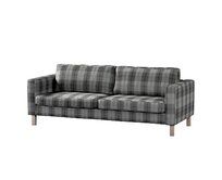 Dekoria Potah na pohovku IKEA Karlstad 3-místná, nerozkládací, krátký, šedo-grafitová kostka, pohovka Karlstad 3-místná, Edinburgh, 115-75