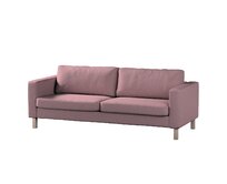 Dekoria Potah na pohovku IKEA Karlstad 3-místná, nerozkládací, krátký, růžový melanž s černou nitkou, pohovka Karlstad 3-místná, Amsterdam, 704-48