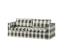 Dekoria Potah na pohovku IKEA Karlstad 3-místná, nerozkládací, dlouhý, černo-bílá kostka, pohovka Karlstad 3-místná, Edinburgh, 115-74