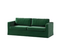 Dekoria Potah na pohovku IKEA Karlstad 3-místná, nerozkládací, dlouhý, lahvová zeleň, pohovka Karlstad 3-místná, Velvet, 704-13