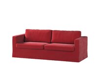 Dekoria Potah na pohovku IKEA Karlstad 3-místná, nerozkládací, dlouhý, sytá červená, pohovka Karlstad 3-místná, Velvet, 704-15