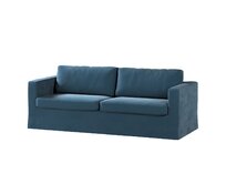 Dekoria Potah na pohovku IKEA Karlstad 3-místná, nerozkládací, dlouhý, staroněmecká modrá, pohovka Karlstad 3-místná, Velvet, 704-16