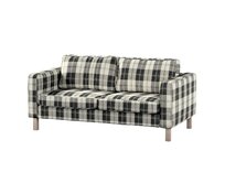 Dekoria Potah na pohovku IKEA Karlstad 2-místná, nerozkládací, krátký, černo-bílá kostka, pohovka Karlstad 2-místná, Edinburgh, 115-74