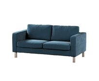 Dekoria Potah na pohovku IKEA Karlstad 2-místná, nerozkládací, krátký, staroněmecká modrá, pohovka Karlstad 2-místná, Velvet, 704-16
