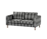 Dekoria Potah na pohovku IKEA Karlstad 2-místná, nerozkládací, krátký, šedo-grafitová kostka, pohovka Karlstad 2-místná, Edinburgh, 115-75