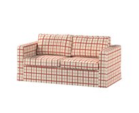 Dekoria Potah na pohovku IKEA Karlstad 2-místná , nerozkládací, dlouhý, režný podklad,červená mřížka, pohovka Karlstad 2-místná, Avignon, 131-15