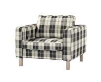 Dekoria Potah na křeslo IKEA Karlstad, krátký, černo-bílá kostka, potah na křeslo Karlstad krátký, Edinburgh, 115-74